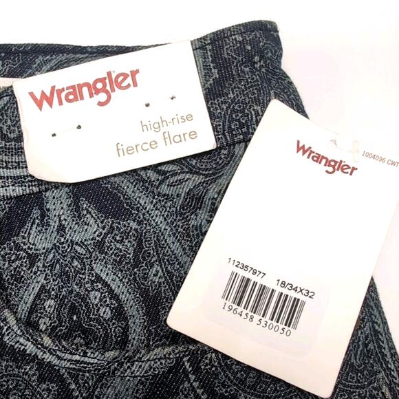 Wrangler High Rise Fierce Flare Paisley Print Jeans Womens 18 x 32 Cowgirl NWT - Picture 7 of 8